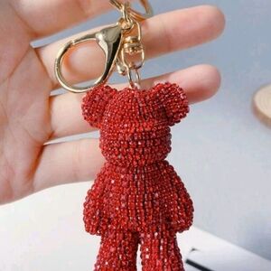 Red Beaded Bear Keychain/Bag Charm